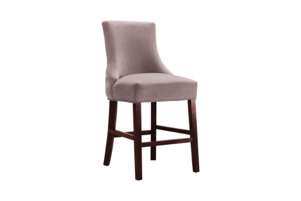 Picture of [FLOOR MODEL CLEARANCE]FRANKLIN Velvet Counter Chair Solid Rubber Wood Legs (Pink) - Single