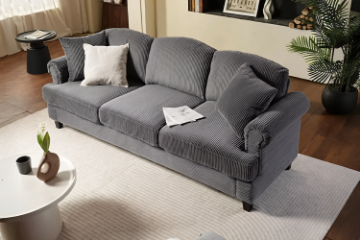 Picture of CASPER Corduroy 3-Seater Sofa (Grey)