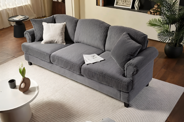 Picture of CASPER Corduroy 3-Seater Sofa (Grey)