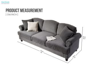 Picture of CASPER Corduroy 3 Seater Sofa (Grey)
