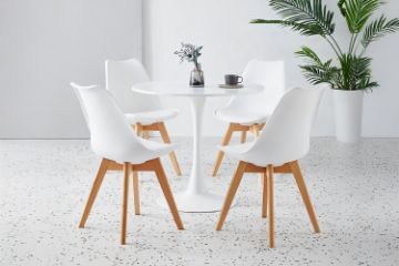 Picture of TULIP Dining Set  - 80cm Table with 4 Chairs (White)