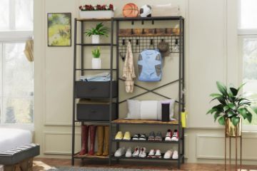 Picture of SERAPH Coat Rack Stand with 6-Tier Side Shelves and Shoe Storage