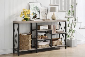 Picture of ELOWEN 140 Console Table with Shelves(Grey)