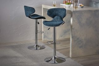 Picture of MOSMAN Adjustable Swivel Gas Lift Bar Stool (Blue) - 2 Stools in 1 Carton