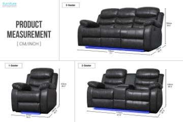 Picture of GAVIN Manual Reclining Sofa Range with Console & LED & Wireless Charger 