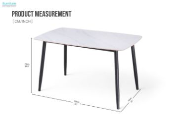 Picture of SAROTO 130 Sintered Stone Top Dining Table (Gloss White)