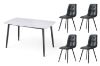 Picture of SAROTO 130 Sintered Stone Top 5PC Dining Set (Gloss White Table + 4 Charcoal Chairs)