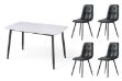Picture of SAROTO 130 Sintered Stone Top 5PC Dining Set (White Table + Charcoal Chairs)