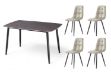 Picture of SAROTO 130 Sintered Stone Top 5PC Dining Set (Grey Table + Creamy White Chairs)
