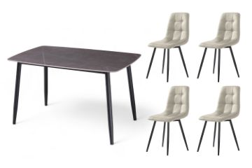 Picture of SAROTO 130 Sintered Stone Top 5PC Dining Set (Grey Table)