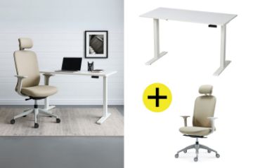 Picture of UP1 120 TWIN MOTOR Electric Height Adjustable Standing Desk + SULLIVAN Ergonomic Office Chair Combo Deal