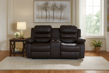 Picture of ALESSANDRO Air Leather 2-Seater Reclining Sofa with Cup Holders(Brown)