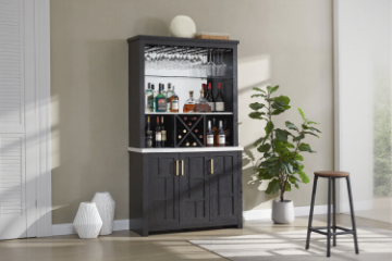 Picture of RUITAN Wine Storage Cabinet with Mirror Back and Bottle Holder
