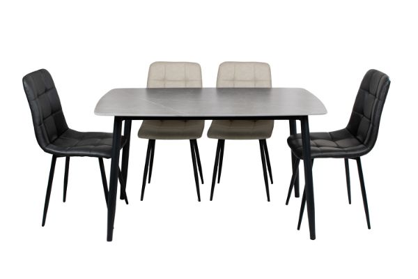 Picture of SAROTO 130 Sintered Stone Top 5PC Dining Set (Grey Table) 