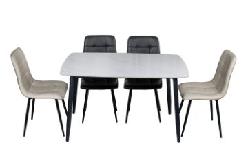 Picture of SAROTO 130 Sintered Stone Top 5PC Dining Set (White Table)