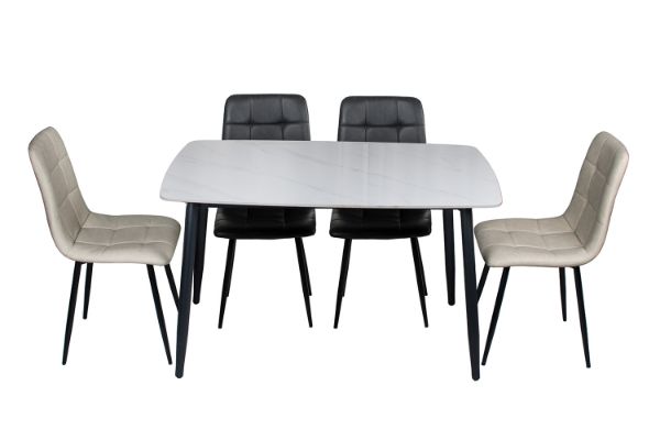 Picture of SAROTO 130 Sintered Stone Top 5PC Dining Set (White Table)