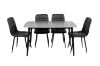 Picture of SAROTO 130 Sintered Stone Top 5PC Dining Set (Grey Table + Charcoal Chairs) 