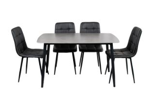 Picture of SAROTO 130 Sintered Stone Top 5PC Dining Set (Matte Grey Table + Charcoal Chairs) 