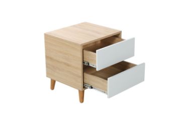 Picture of RENO 2 Drawer Bedside Table (White Drawer)