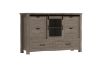 Picture of ODDNY Farmhouse Storage Cabinet with Sliding Door and Drawers (Grey Oak)