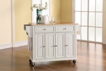Picture of YANDRA Solid Wood Top Rolling Kitchen Cabinet