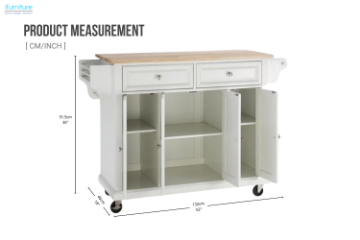 Picture of YANDRA Solid Wood Top Rolling Kitchen Cabinet