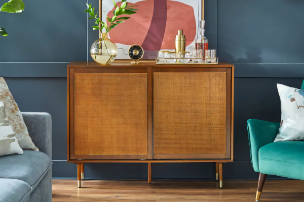 Picture of TRIBECA Sliding Door Sideboard Cabinet with Solid Wood Legs