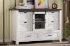 Picture of ODDNY Farmhouse Storage Cabinet with Sliding Door and Drawers (White)