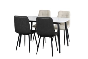 Picture of SAROTO 130 Sintered Stone Top 5PC Dining Set (Gloss White Table)