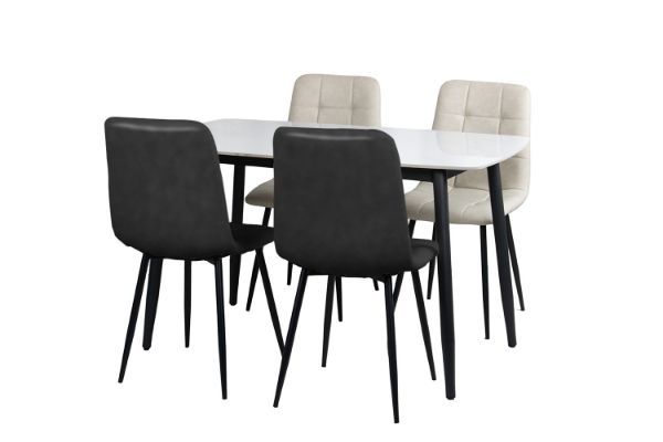 Picture of SAROTO 130 Sintered Stone Top 5PC Dining Set (Gloss White Table)