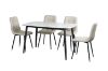 Picture of SAROTO 130 Sintered Stone Top 5PC Dining Set (Gloss White Table + Creamy White Chairs) 
