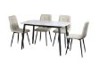 Picture of SAROTO 130 Sintered Stone Top 5PC Dining Set (Gloss White Table + Creamy White Chairs) 