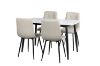 Picture of SAROTO 130 Sintered Stone Top 5PC Dining Set (Gloss White Table + Creamy White Chairs) 