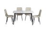 Picture of SAROTO 130 Sintered Stone Top 5PC Dining Set (Gloss White Table + Creamy White Chairs) 