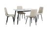 Picture of SAROTO 130 Sintered Stone Top 5PC Dining Set (Gloss White Table + Creamy White Chairs) 