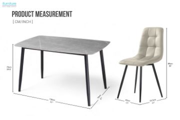 Picture of SAROTO 130 Sintered Stone Top 5PC Dining Set (Matte Grey Table) 