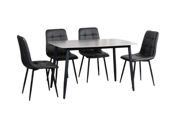 Picture of SAROTO 130 Sintered Stone Top 5PC Dining Set (Matte Grey Table + Charcoal Chairs) 