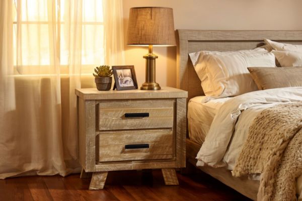 Picture of AKAROA 2-Drawer Solid Acacia Wood Bedside Table