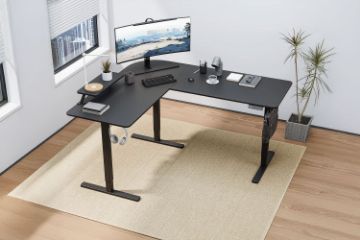 Picture of NEXUS 160 L-Shaped Electric Height-Adjustable Standing Desk with LED Display and USB Charging Port (Black)