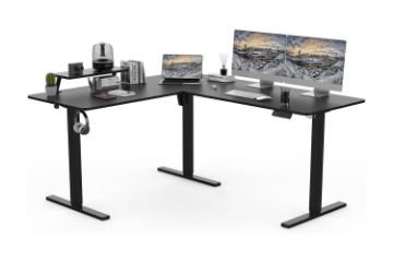 Picture of NEXUS 160 L-Shaped Electric Height-Adjustable Standing Desk with LED Display and USB Charging Port (Black)