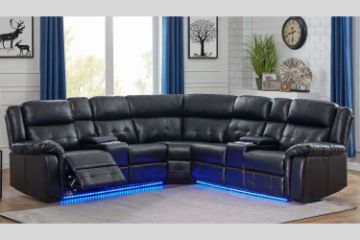 Picture of COBALT Manual Reclining Sectional Sofa with LED Lights (Black)