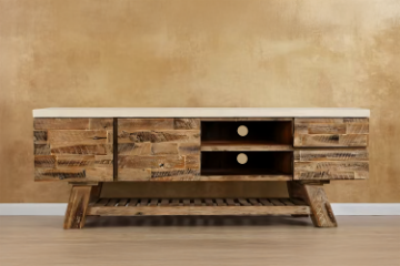 Picture of ANTON 1.8M White Concrete on Solid Acacia Wood Entertainment Unit