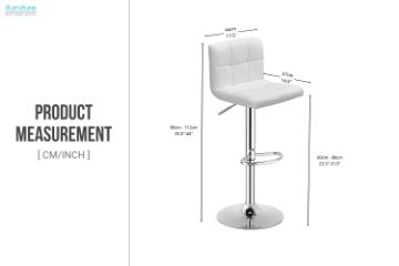 Picture of AKALI Adjustable Swivel Gas Lift Bar Stool (White) - Each