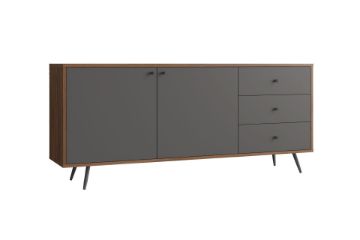 Picture of [FLOOR MODEL CLEARANCE]RIO 176 2 Door 3 Drawer Sideboard/Buffet (Solid Lacquer with Real Dark walnut veneer) 