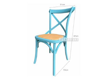 Picture of [FLOOR MODEL CLEARANCE] ALBION Solid Beech Cross Back Dining Chair with Rattan Seat (Blue)