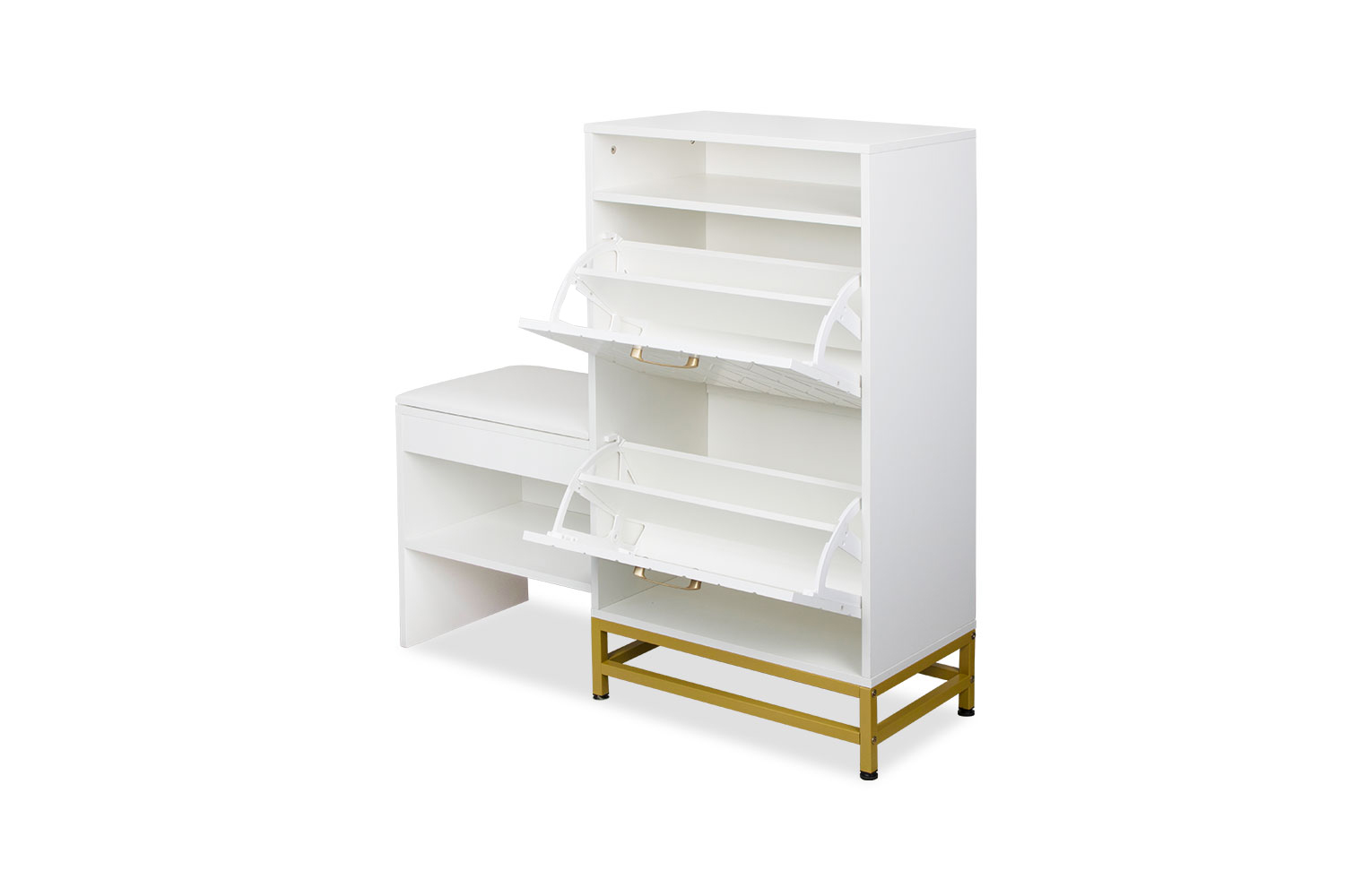 ZAKI 2-Drawer Shoe Storage Cabinet with Cushioned Seat & LED Lighting