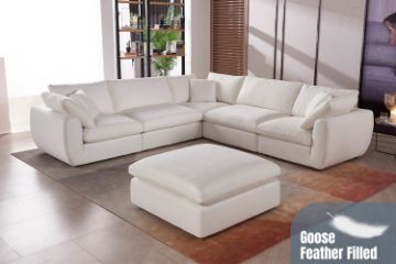 Picture of [FLOOR MODEL CLEARANCE]  FAIRBANKS Goose Feather Filled Modular Sofa - Ottoman
