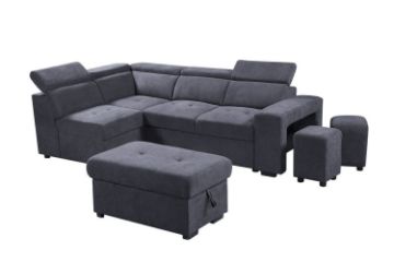 Picture of [FLOOR MODEL CLEARANCE]GARRET Fabric Corner Sofa Bed with Storage Ottoman - Chaise Facing Left 