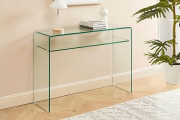 Picture of [FLOOR MODEL CLEARANCE] MURANO 1.2M Bent Glass Hall Table with Shelf