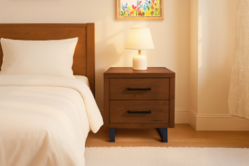 Picture of AURELIUS 2-Drawer Oak Bedside Table